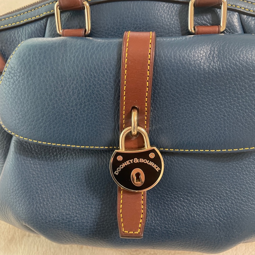 Dooney & Bourke Blue and Brown Satchel - Picture 2 of 14